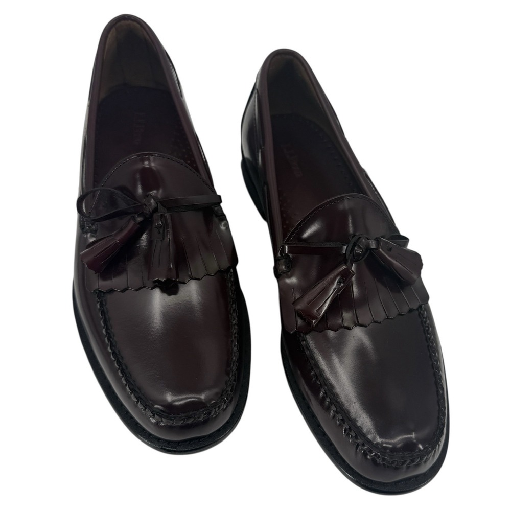 LL Bean Mens Beefroll Tassel Loafers Burgundy Leather Moc Toe Dress Shoes 12D - Picture 2 of 13